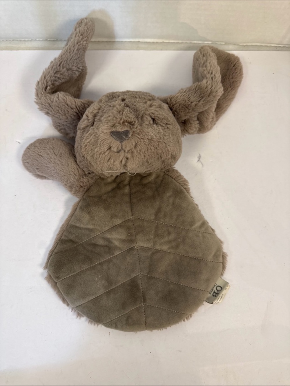 O.B. DESIGNS Ziggy Bunny Rabbit Gray Lovey Plush Security Heart Nose Australia